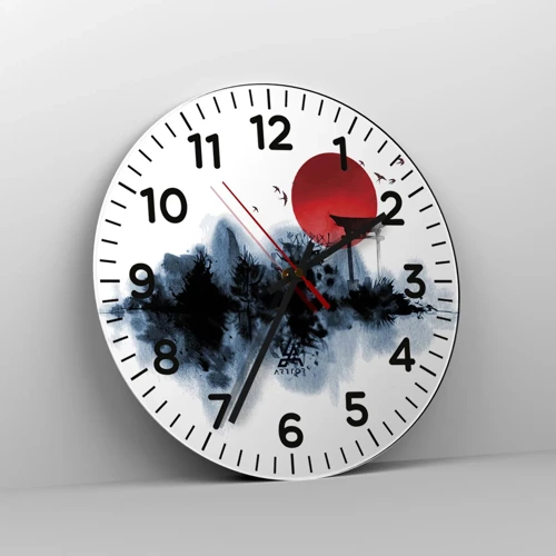 Wall clock - Clock on glass - Japanese View - 40x40 cm