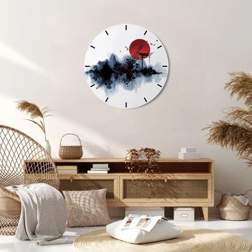 Wall clock - Clock on glass - Japanese View - 40x40 cm