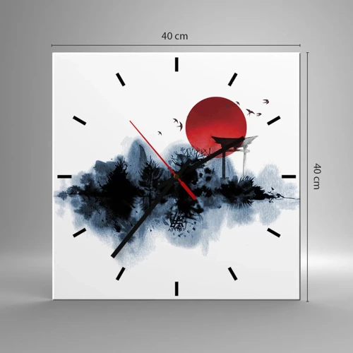 Wall clock - Clock on glass - Japanese View - 40x40 cm