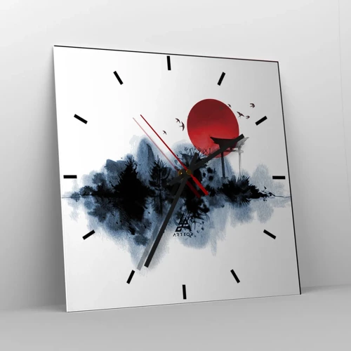 Wall clock - Clock on glass - Japanese View - 40x40 cm