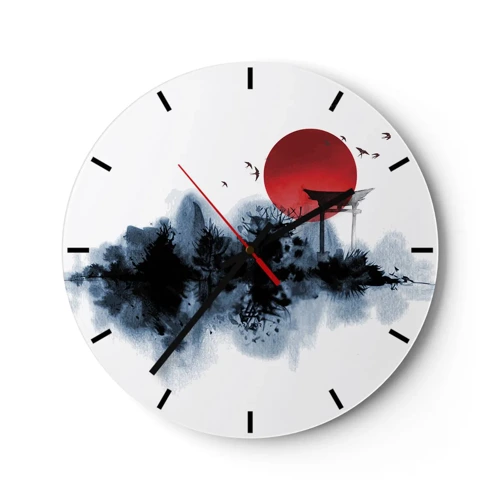 Wall clock - Clock on glass - Japanese View - 40x40 cm