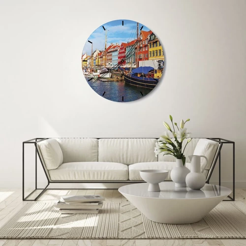 Wall clock - Clock on glass - Joyful Coast - 30x30 cm