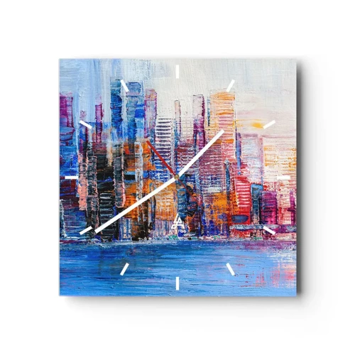 Wall clock - Clock on glass - Joyful Metropolis - 40x40 cm