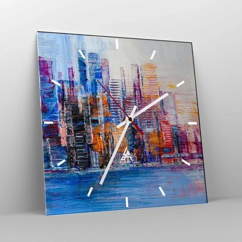 Wall clock - Clock on glass - Joyful Metropolis - 40x40 cm