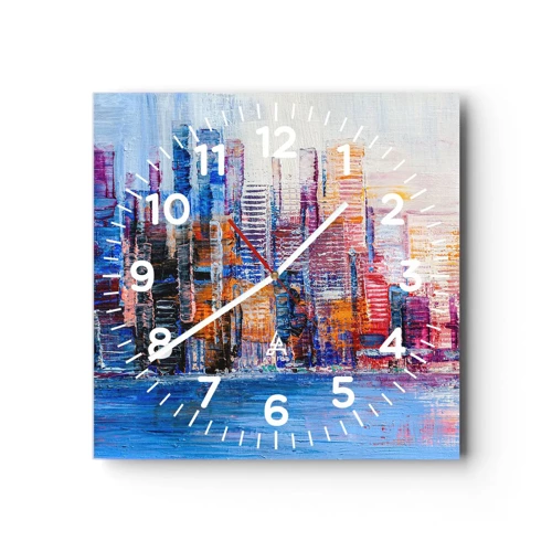 Wall clock - Clock on glass - Joyful Metropolis - 40x40 cm