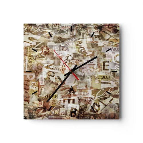 Wall clock - Clock on glass - Jumbled up Words - 30x30 cm