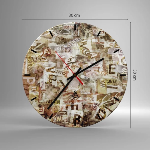 Wall clock - Clock on glass - Jumbled up Words - 30x30 cm