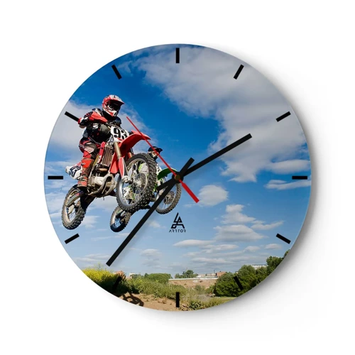 Wall clock - Clock on glass - Jump to the Sky - 30x30 cm