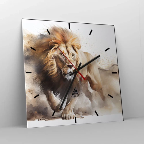 Wall clock - Clock on glass - King is on the Move - 30x30 cm