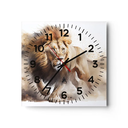 Wall clock - Clock on glass - King is on the Move - 30x30 cm