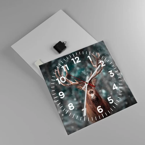 Wall clock - Clock on glass - King of Forest Crowned - 40x40 cm