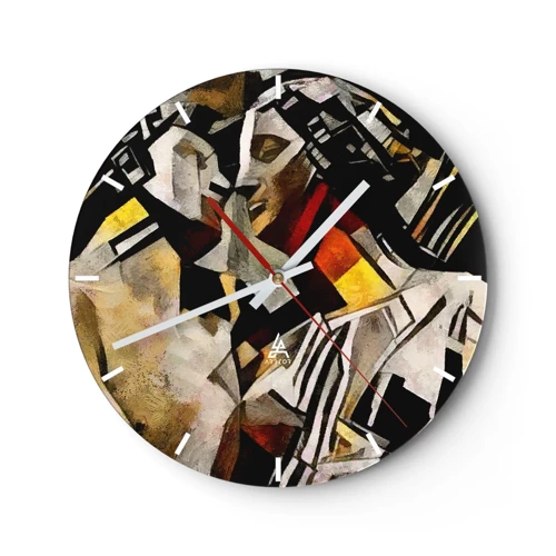 Wall clock - Clock on glass - Kiss Of A Statue - 40x40 cm