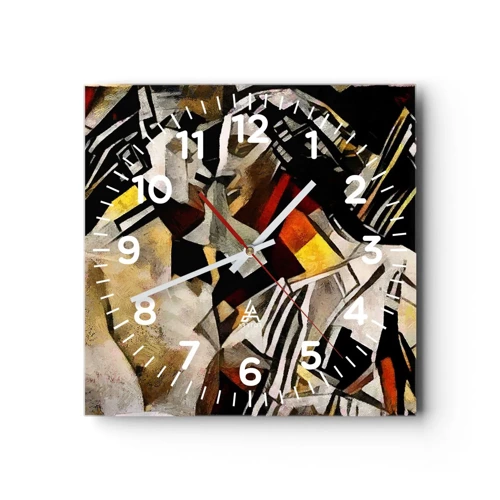 Wall clock - Clock on glass - Kiss Of A Statue - 40x40 cm