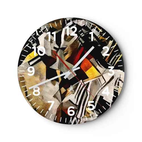 Wall clock - Clock on glass - Kiss Of A Statue - 40x40 cm