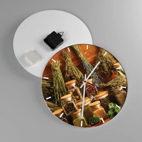 Wall clock - Clock on glass - Kitchen Magic - 30x30 cm