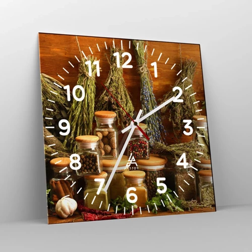 Wall clock - Clock on glass - Kitchen Magic - 30x30 cm