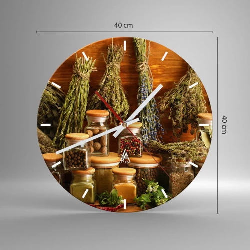 Wall clock - Clock on glass - Kitchen Magic - 40x40 cm