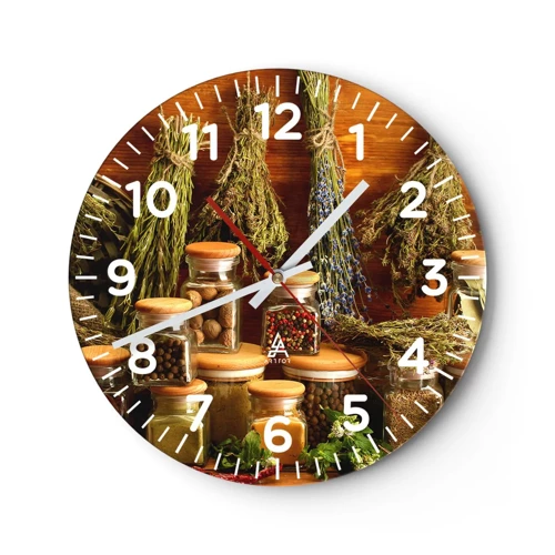Wall clock - Clock on glass - Kitchen Magic - 40x40 cm
