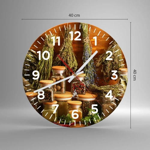 Wall clock - Clock on glass - Kitchen Magic - 40x40 cm