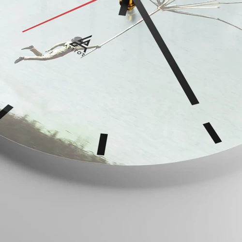 Wall clock - Clock on glass - Kites, Dandelions, Wind - 40x40 cm