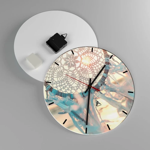 Wall clock - Clock on glass - Lace Totem - 30x30 cm