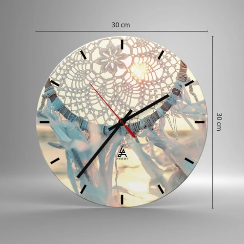 Wall clock - Clock on glass - Lace Totem - 30x30 cm