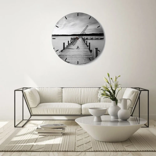 Wall clock - Clock on glass - Lake of Peace - 40x40 cm