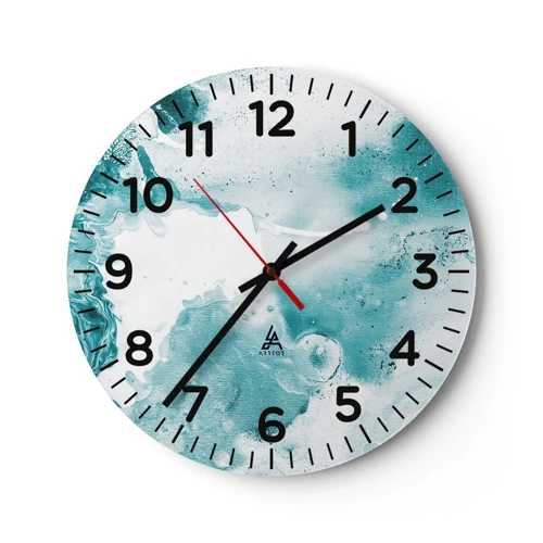 Wall clock - Clock on glass - Lakes of Blue - 30x30 cm