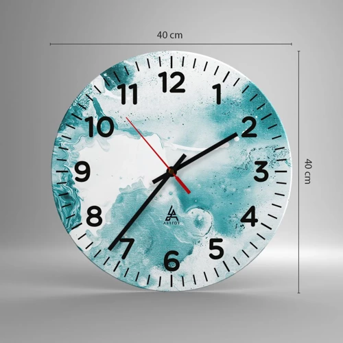 Wall clock - Clock on glass - Lakes of Blue - 40x40 cm