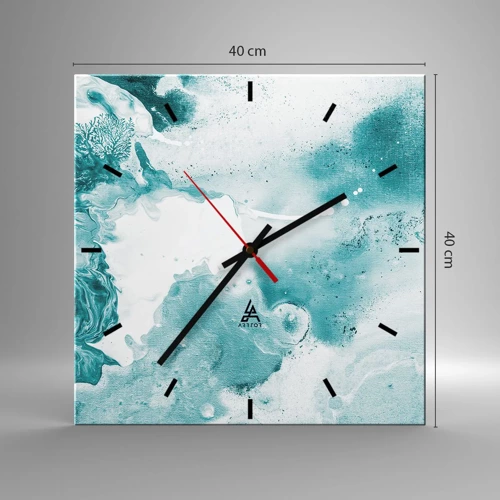 Wall clock - Clock on glass - Lakes of Blue - 40x40 cm