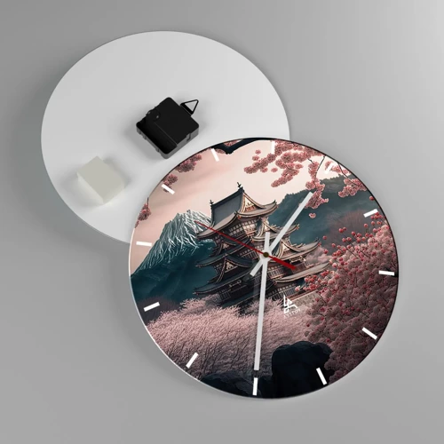 Wall clock - Clock on glass - Land of Cherry Blossoms - 30x30 cm