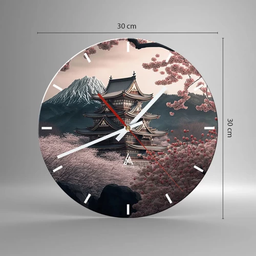 Wall clock - Clock on glass - Land of Cherry Blossoms - 30x30 cm