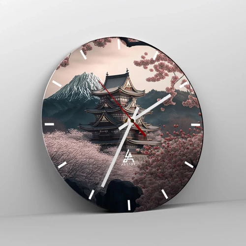 Wall clock - Clock on glass - Land of Cherry Blossoms - 30x30 cm