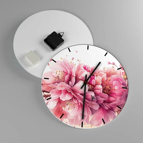 Wall clock - Clock on glass - Land of Cherry Blossoms - 30x30 cm