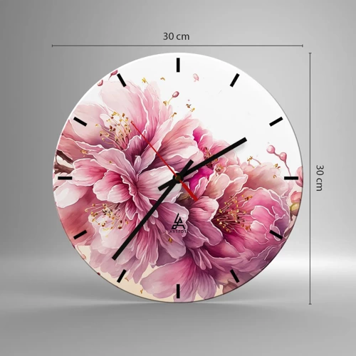 Wall clock - Clock on glass - Land of Cherry Blossoms - 30x30 cm