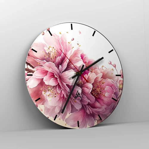 Wall clock - Clock on glass - Land of Cherry Blossoms - 30x30 cm