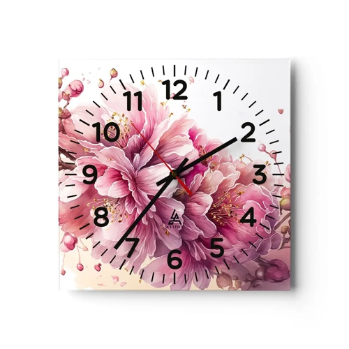 Wall clock - Clock on glass - Land of Cherry Blossoms - 30x30 cm