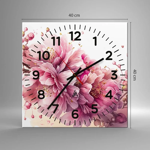 Wall clock - Clock on glass - Land of Cherry Blossoms - 40x40 cm
