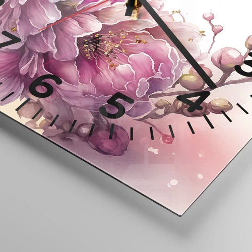 Wall clock - Clock on glass - Land of Cherry Blossoms - 40x40 cm