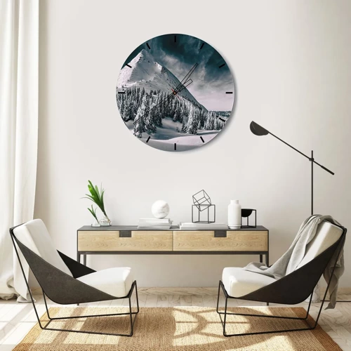 Wall clock - Clock on glass - Land of Snow and Ice - 40x40 cm