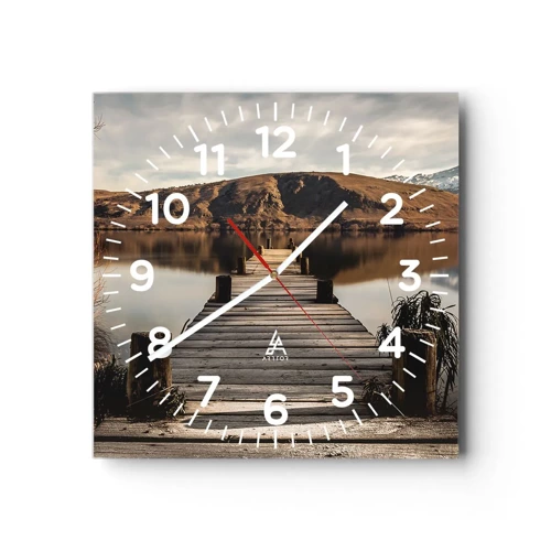 Wall clock - Clock on glass - Landscape in Silence - 40x40 cm