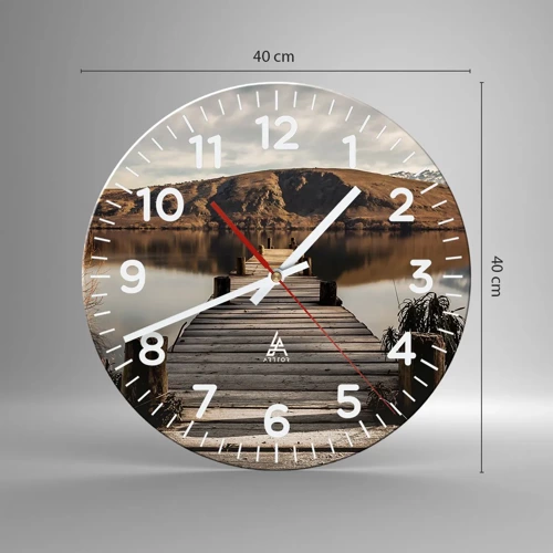 Wall clock - Clock on glass - Landscape in Silence - 40x40 cm