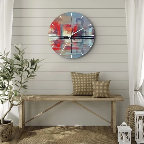 Wall clock - Clock on glass - Landscape in a foreign Dimension - 30x30 cm