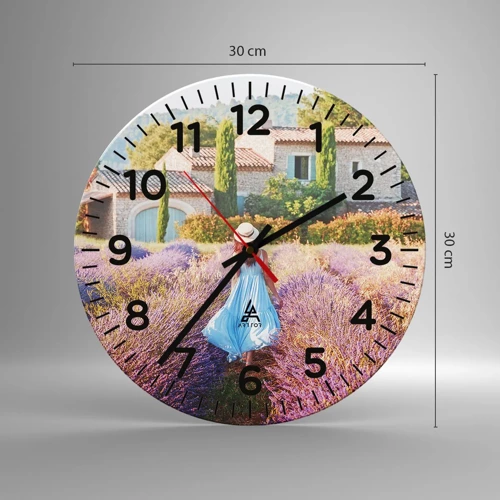 Wall clock - Clock on glass - Lavender Girl - 30x30 cm