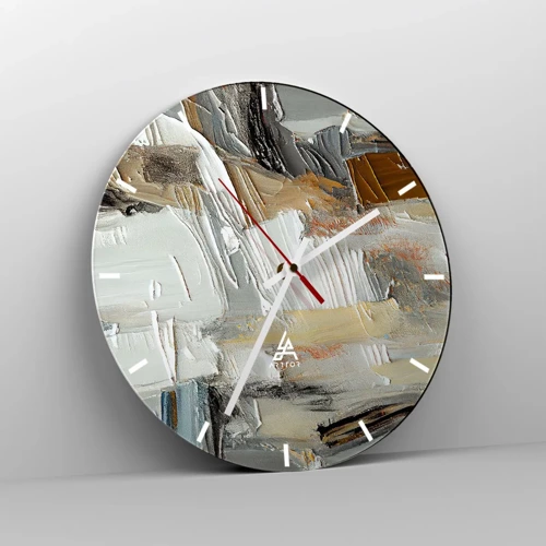 Wall clock - Clock on glass - Layers of Colour - 30x30 cm