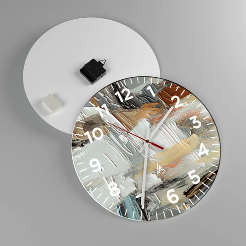 Wall clock - Clock on glass - Layers of Colour - 40x40 cm