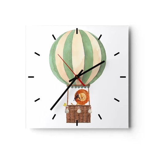 Wall clock - Clock on glass - Leon's Adventures - 30x30 cm