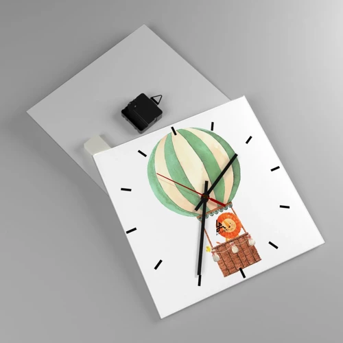 Wall clock - Clock on glass - Leon's Adventures - 30x30 cm