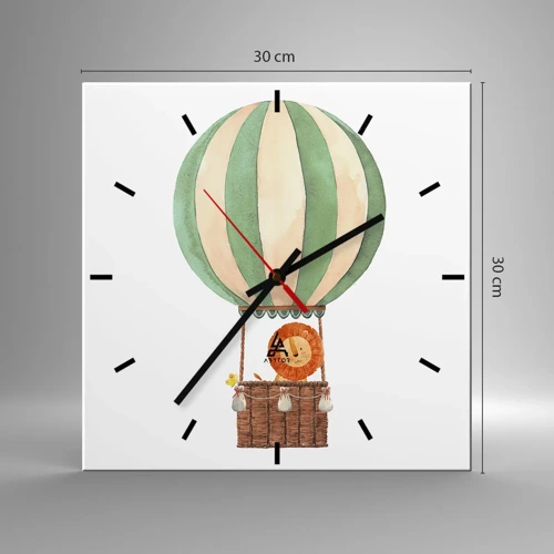 Wall clock - Clock on glass - Leon's Adventures - 30x30 cm