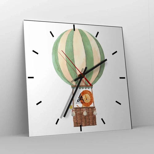 Wall clock - Clock on glass - Leon's Adventures - 30x30 cm